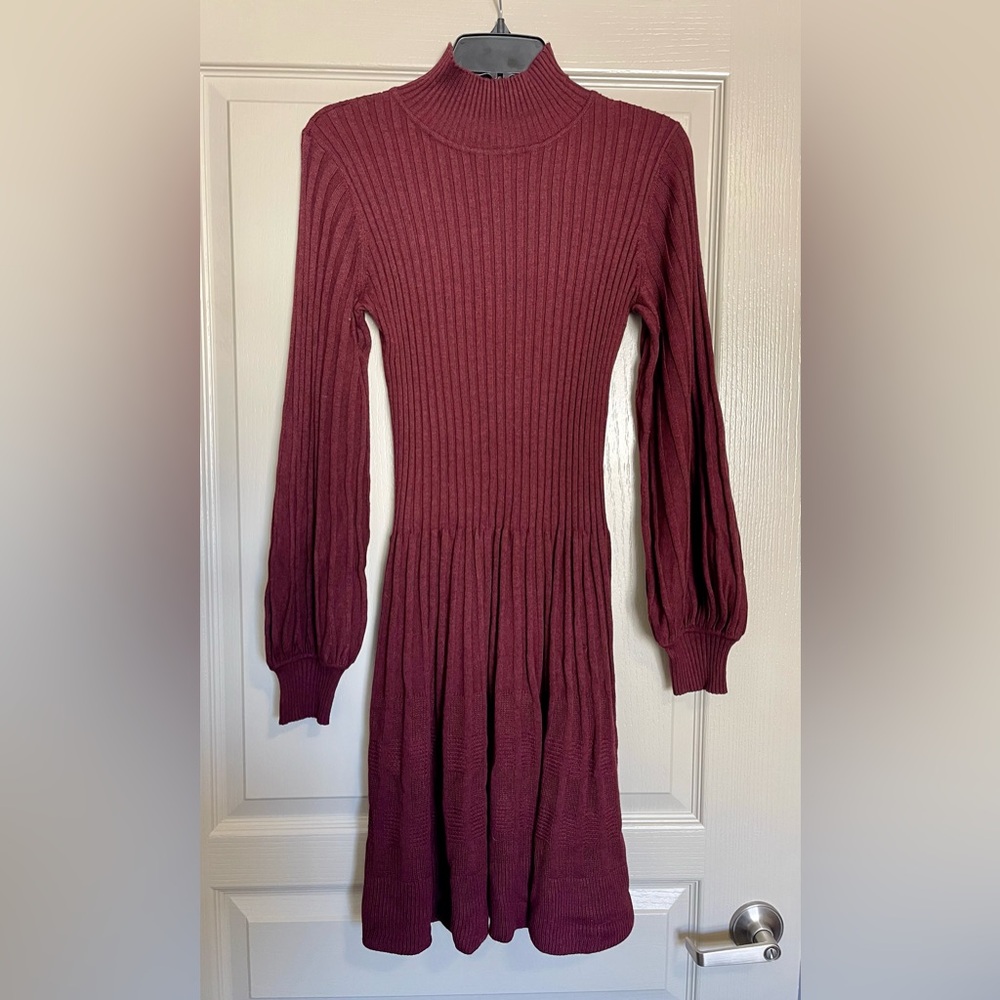 Max Studio Ribbed Mock Neck Sweater Dress